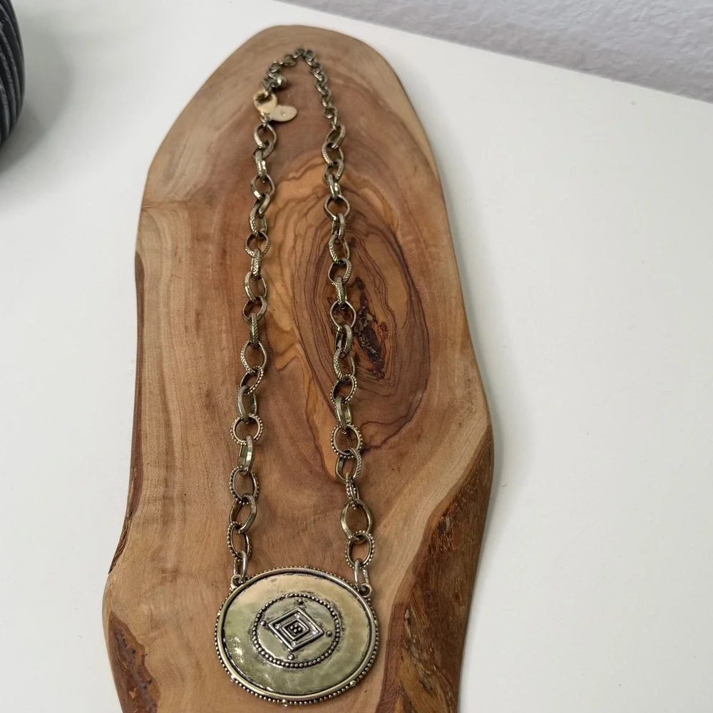 Chico's Reversible Pendant Necklace Women Gold Tone Celtic Geometric Boho OS